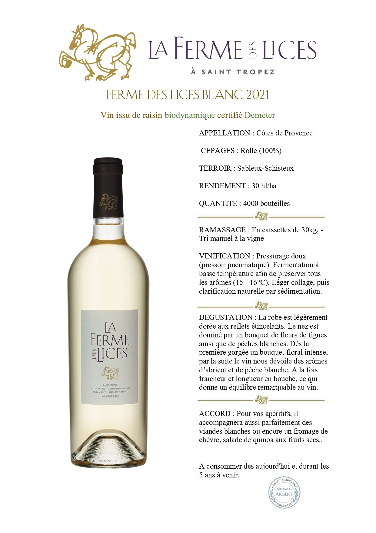 Vin Blanc "La Ferme des Lices"