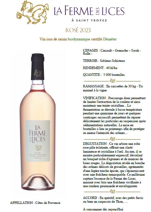 Vin rosé "La Ferme des Lices"