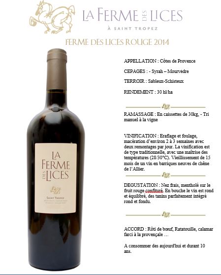 Vin rouge "La Ferme des Lices"